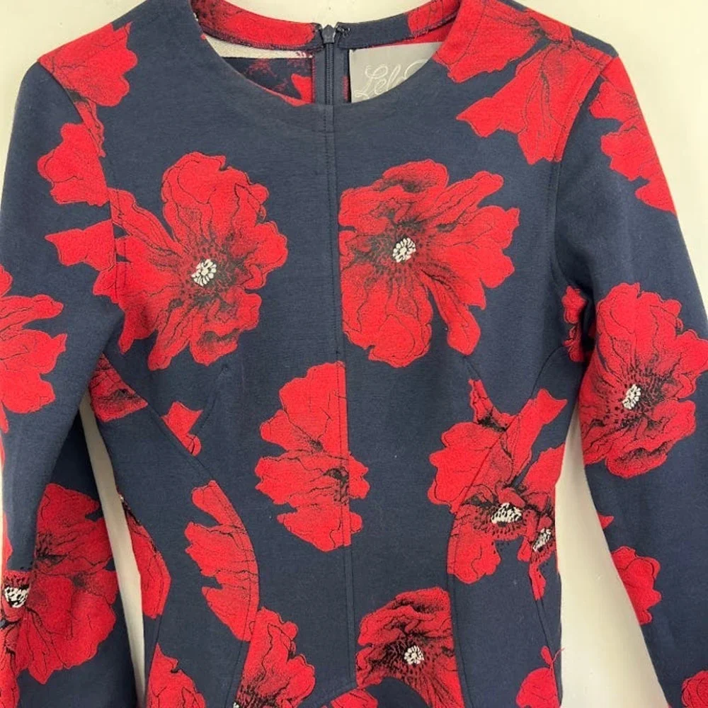 Lela Rose Poppy Print Long-sleeve fit and flare dress Womens size 4